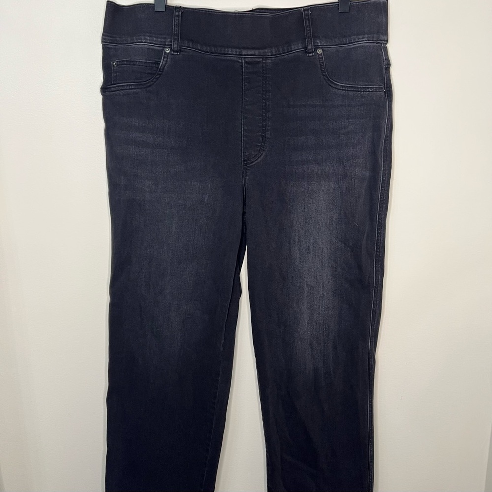 Spanx Perfect Pant Ankle Straight Leg Jeans Size 1X Black Casual Office Pull On